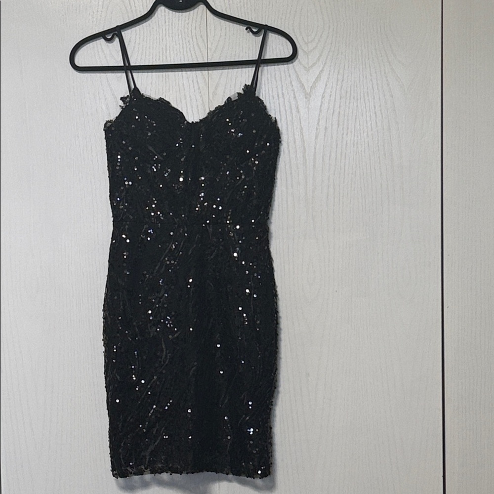 Elegant Black Sequin Mini Dress